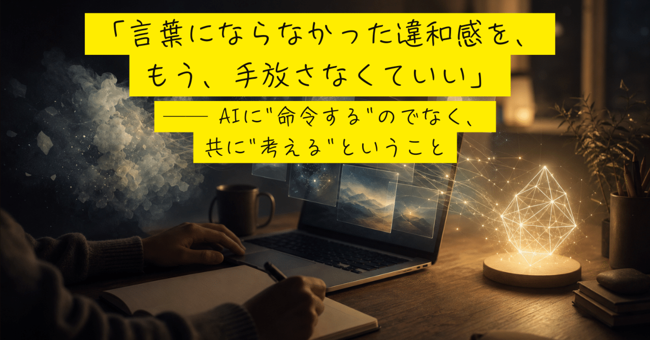 「言葉にならなかった違和感を、もう、手放さなくていい」── AIに"命令する"のでなく、共に"考える"ということ